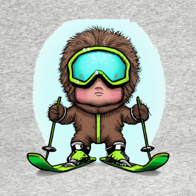 Cute Skiing Chibi Baby Wearing a Fur Suit by ShirtStories